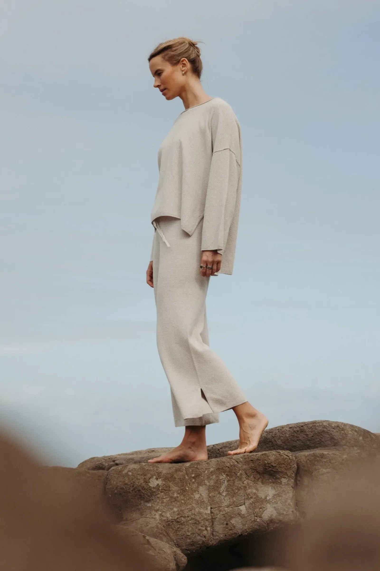 Talamaya Retreat Cotton Twist Pant - Silver & Salt Clearance