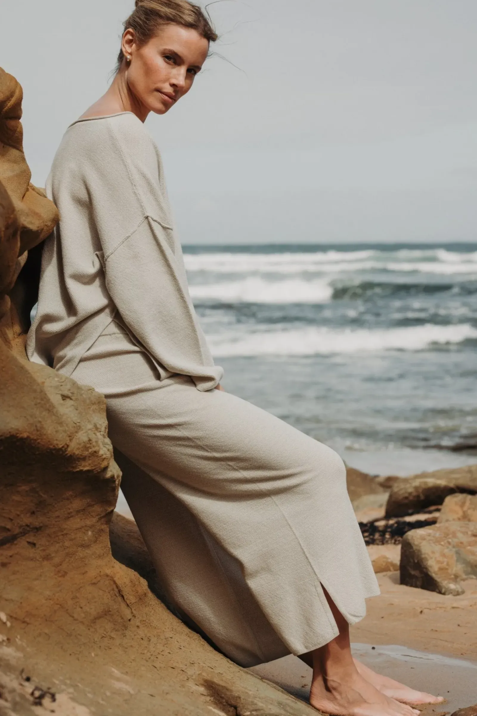 Talamaya Retreat Cotton Twist Pant - Silver & Salt Clearance