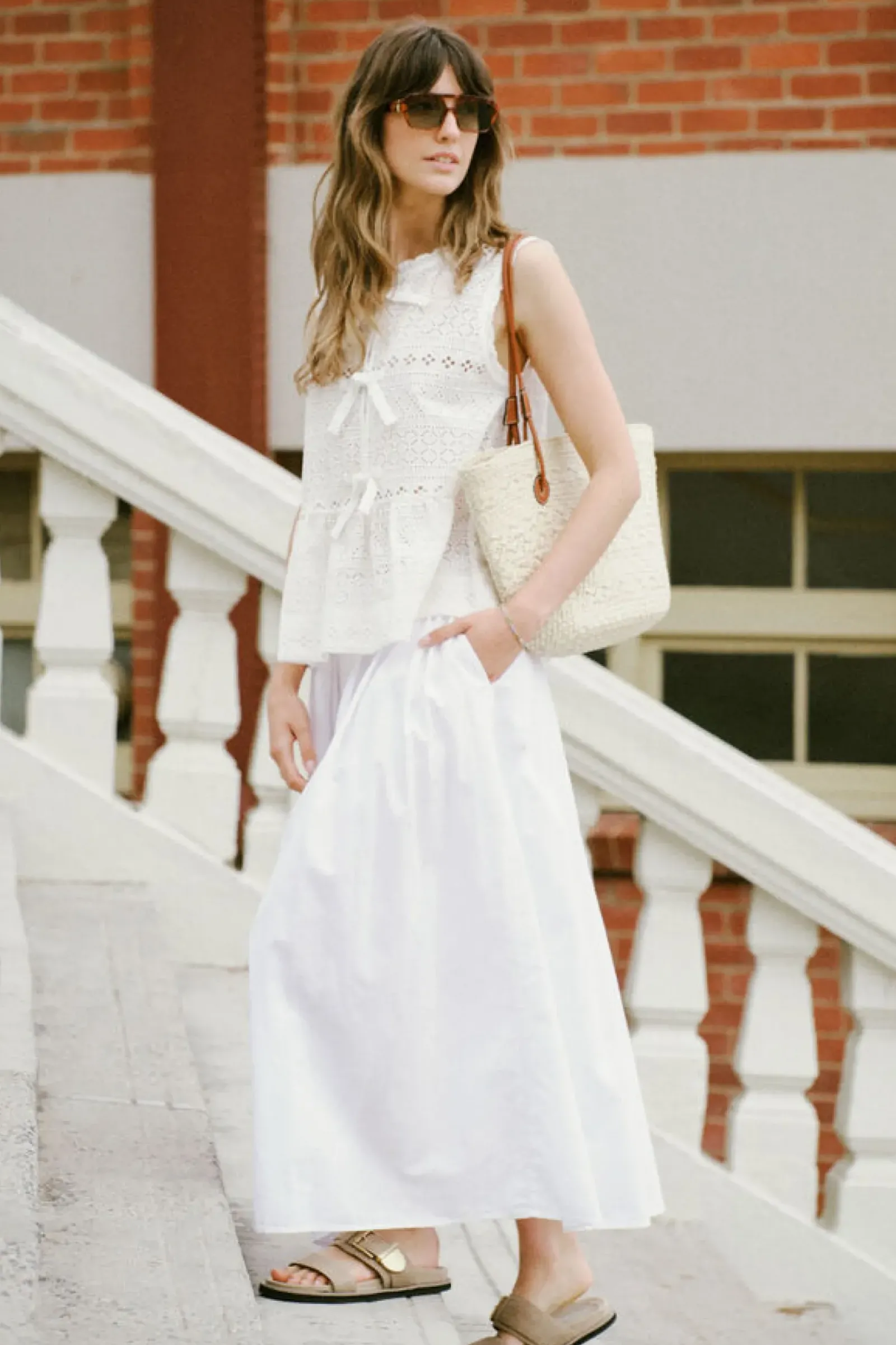 Ceres Life Sleeveless Tie Top - White Sale