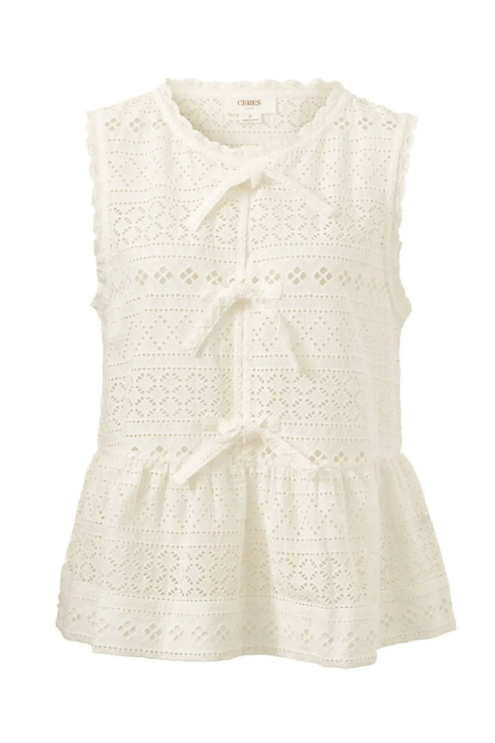 Ceres Life Sleeveless Tie Top - White Sale
