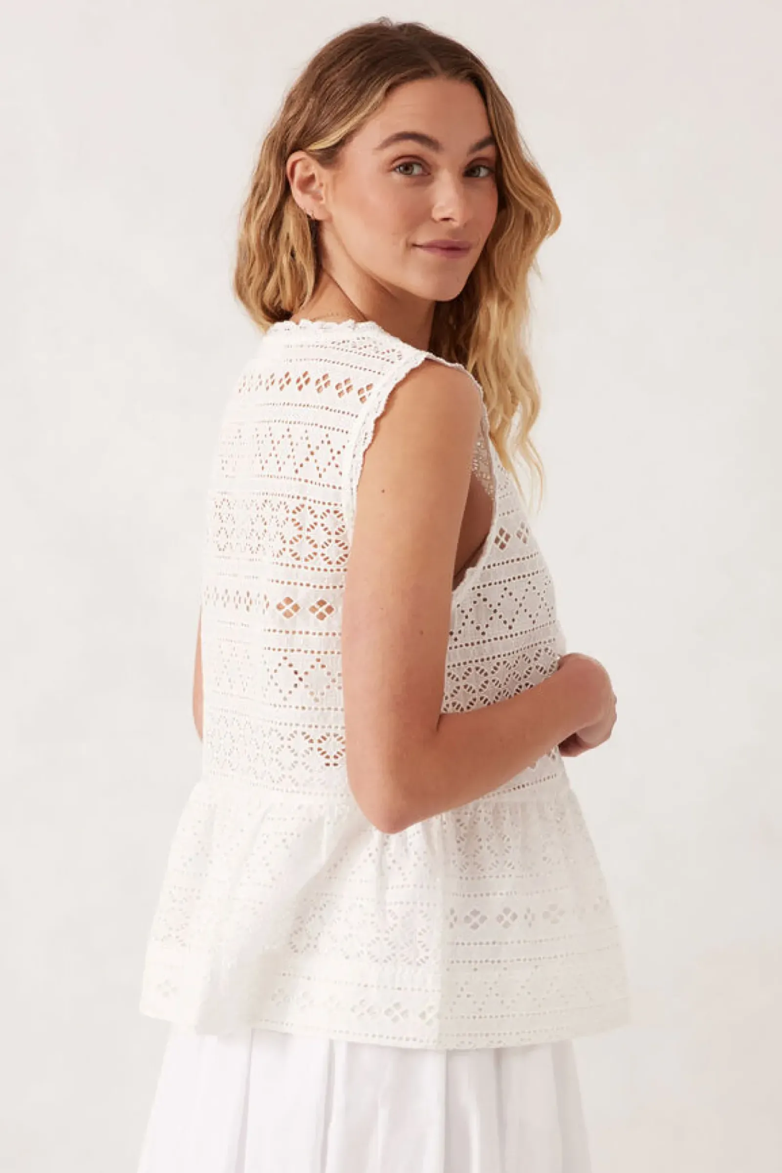 Ceres Life Sleeveless Tie Top - White Sale