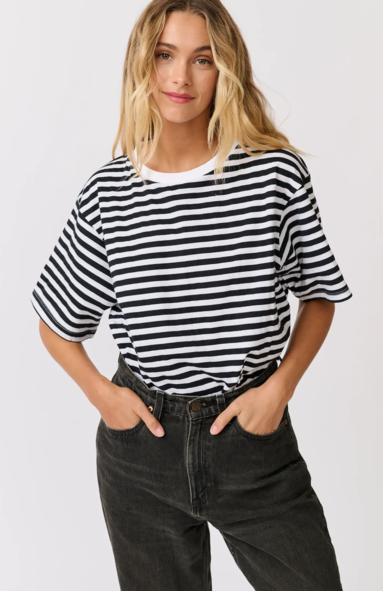 Cartel & Willow Cartel & Willow Marlie Tee - Black/White Stripe Sale