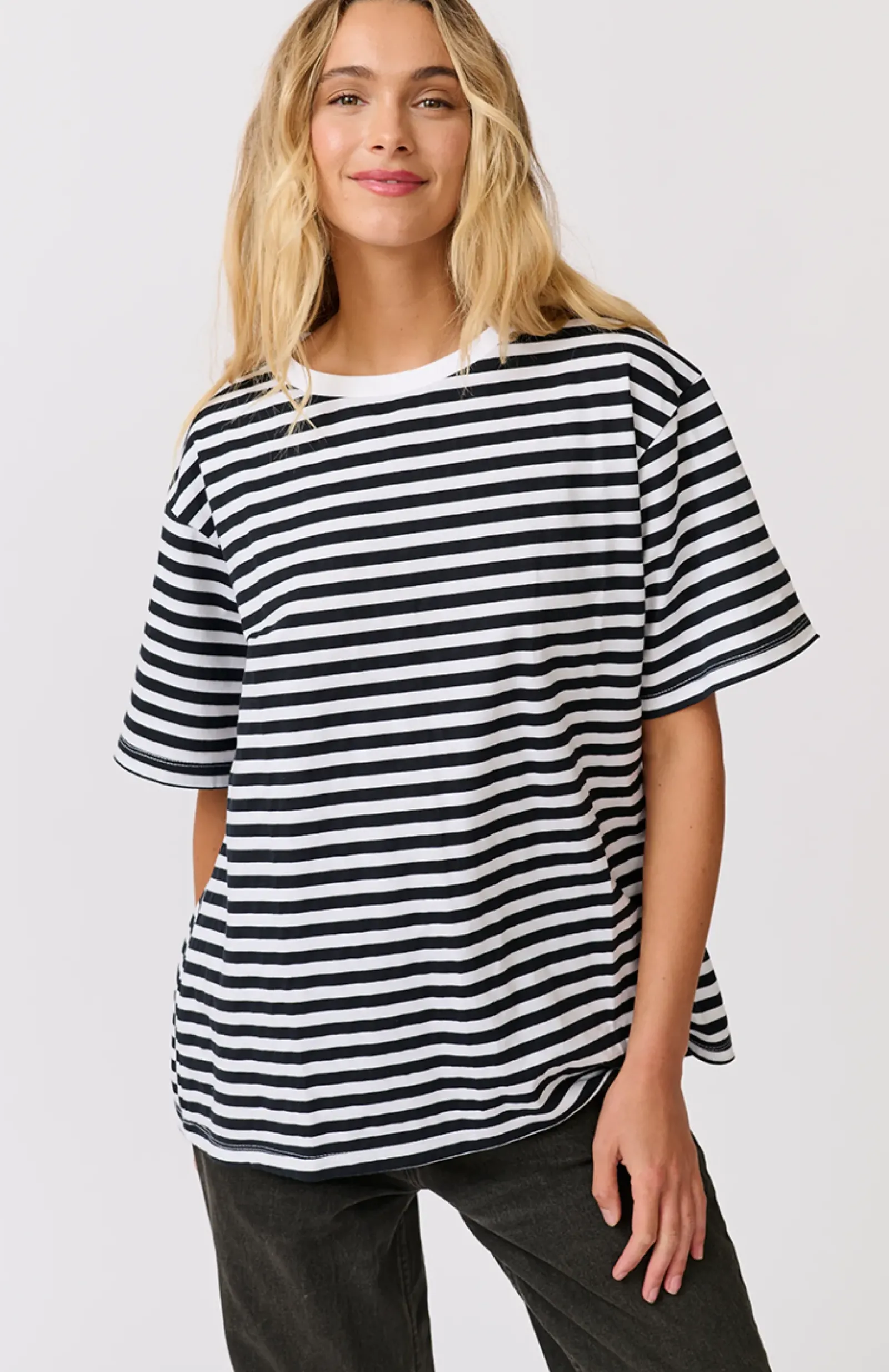 Cartel & Willow Cartel & Willow Marlie Tee - Black/White Stripe Sale