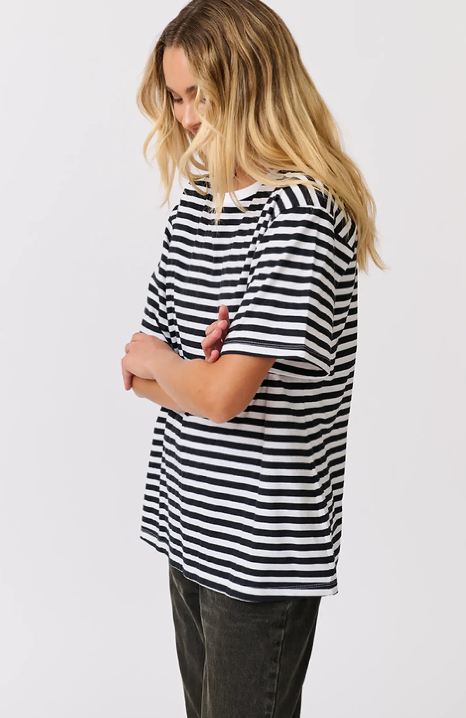 Cartel & Willow Cartel & Willow Marlie Tee - Black/White Stripe Sale