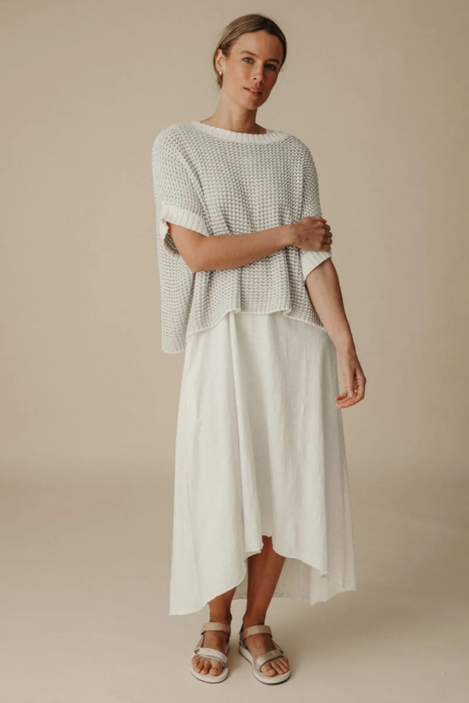 Talamaya Sunray Rib Crop Pullover - White Discount