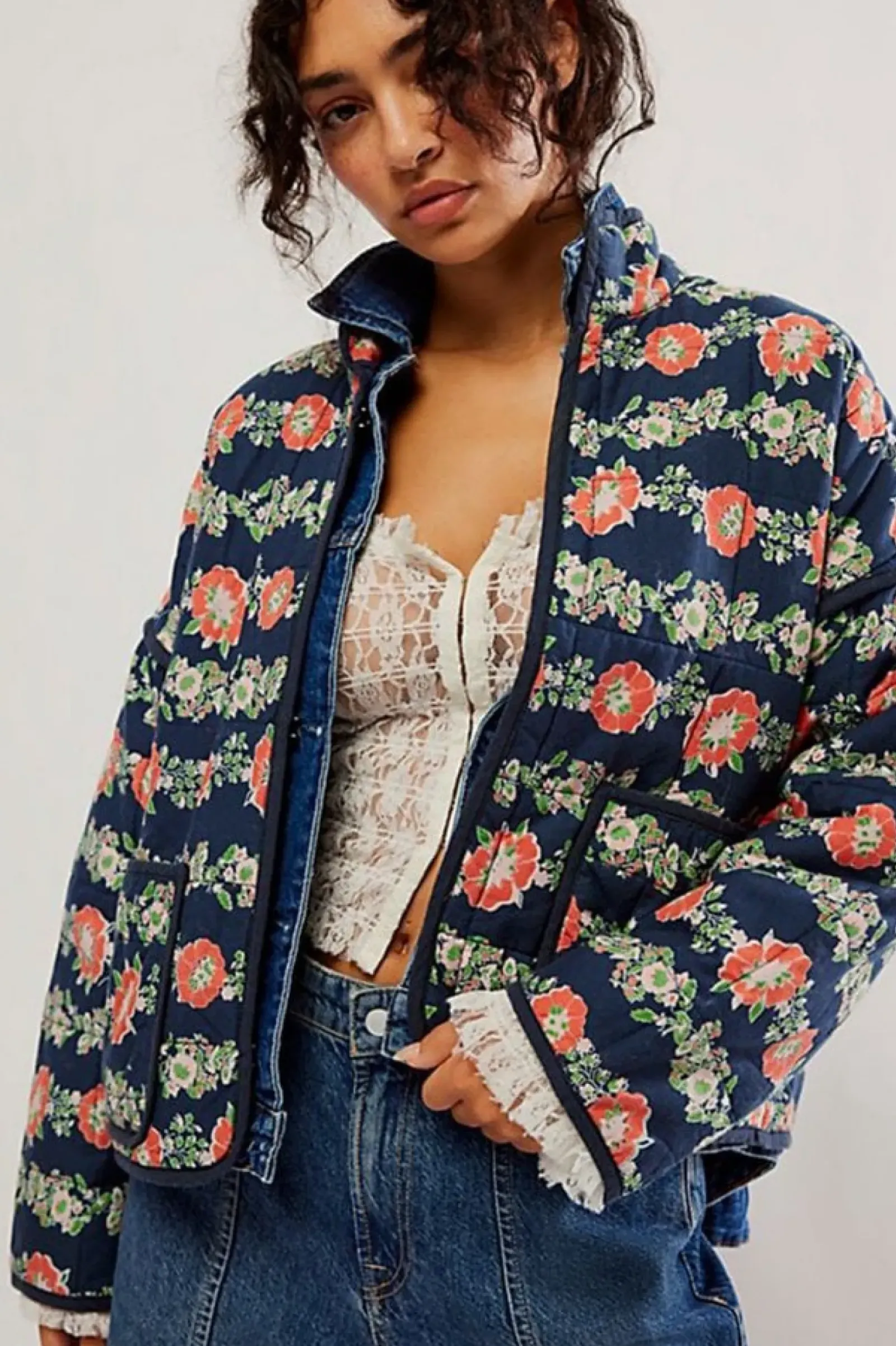 Free People Chloe Jacket- Dusk Combo Online