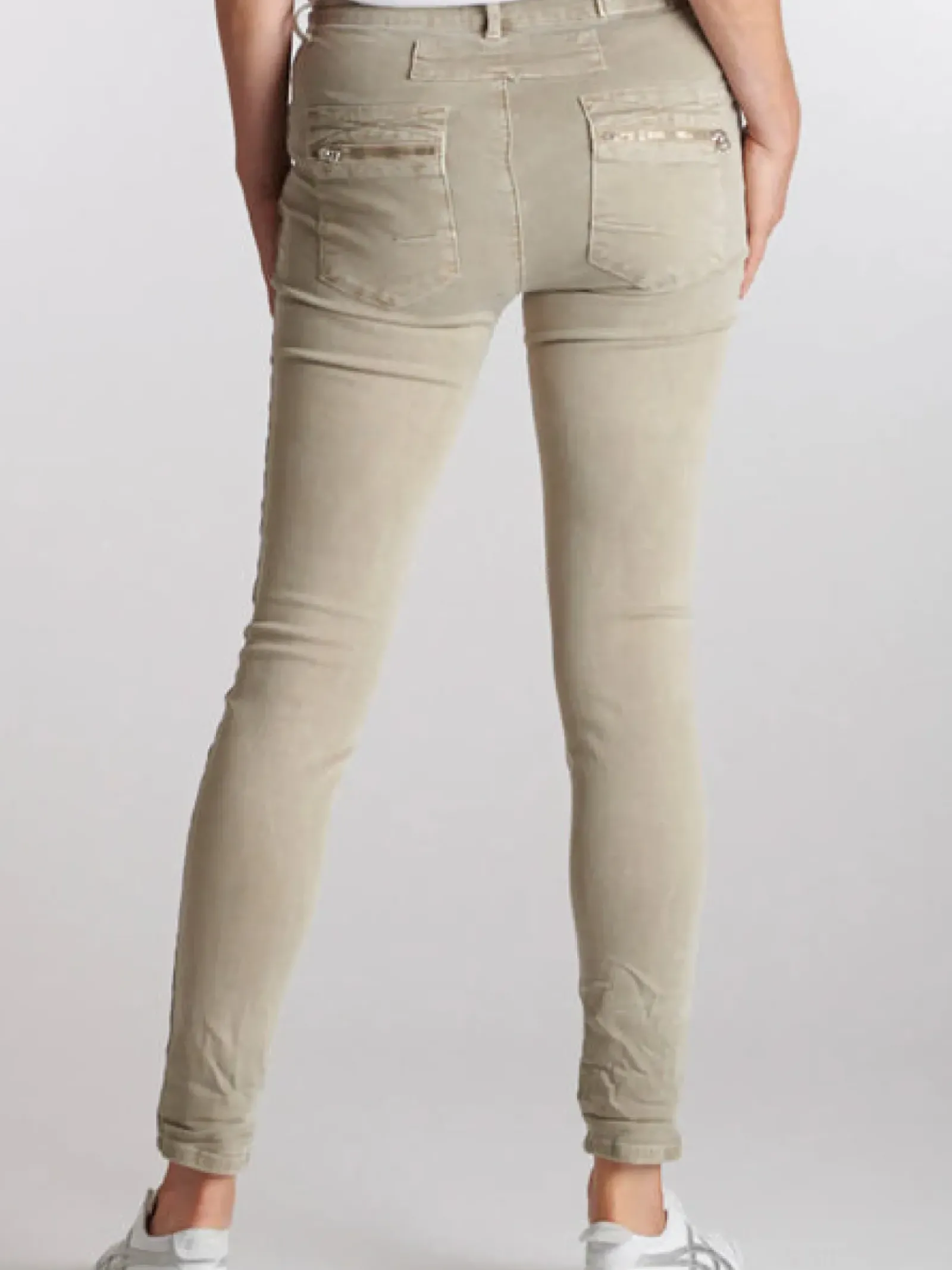 Italian Star Button Jean - Beige Fashion