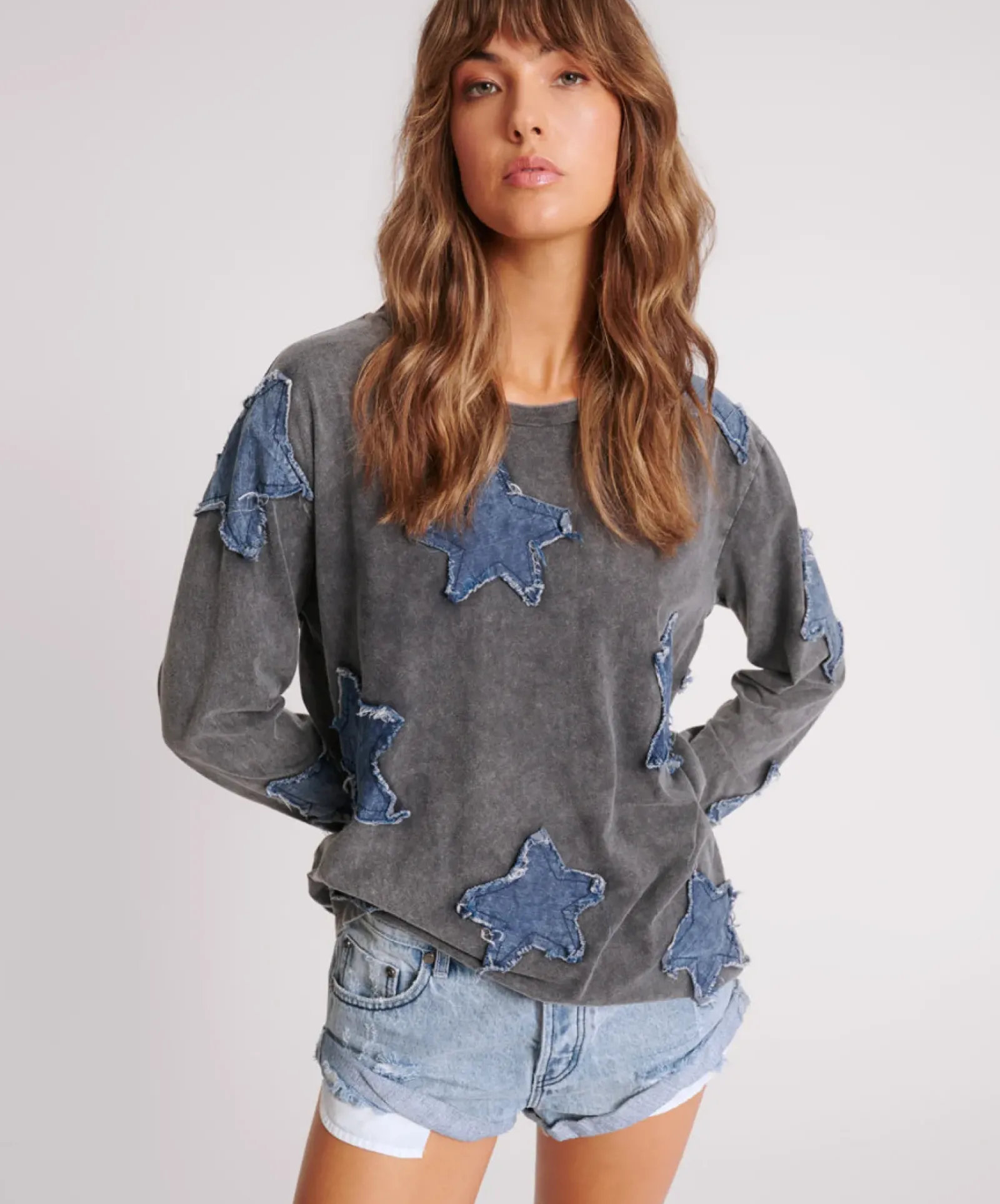 One Teaspoon Denim Star Boyfriend Longsleeve Tee - Black Acid Discount