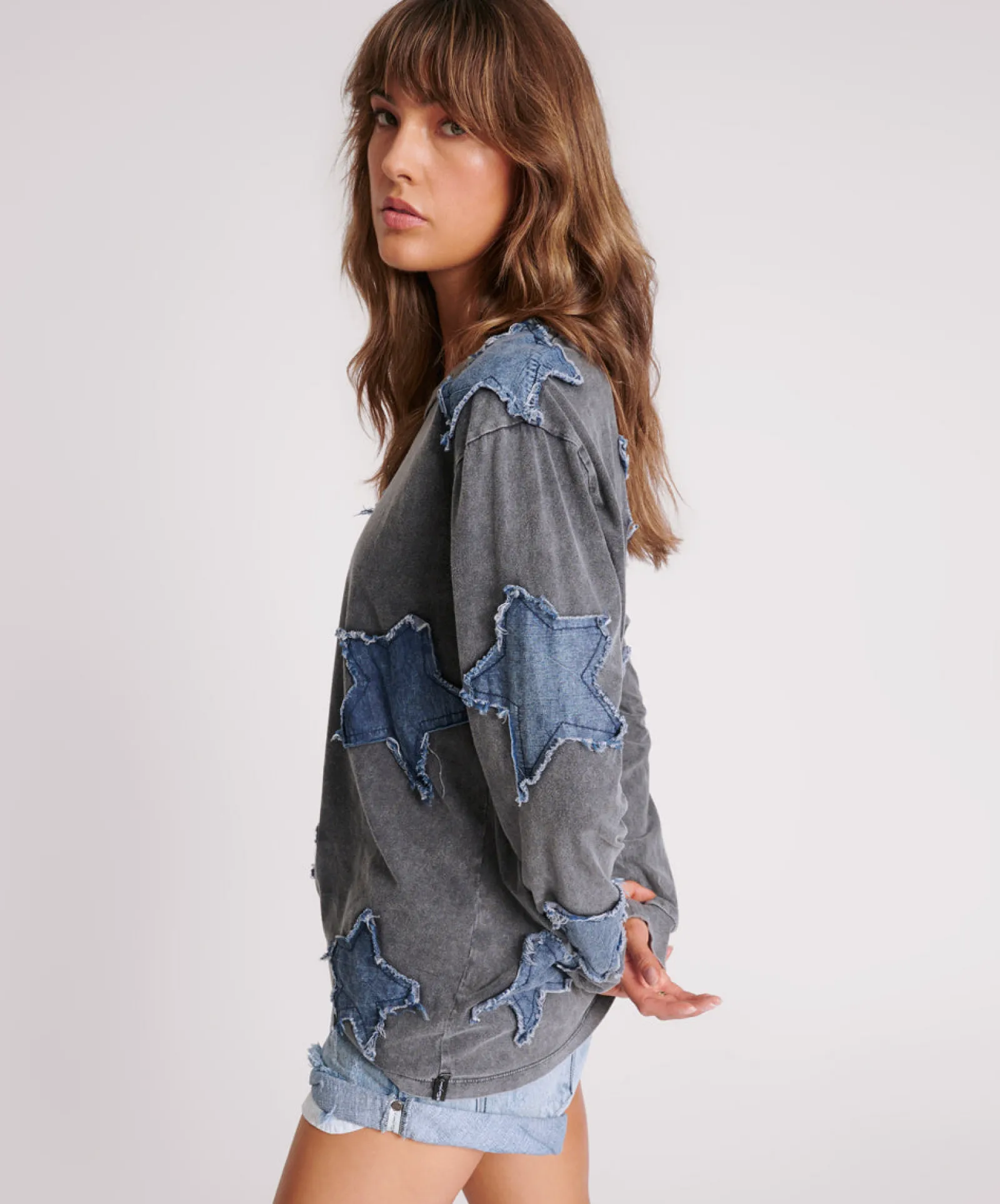 One Teaspoon Denim Star Boyfriend Longsleeve Tee - Black Acid Discount