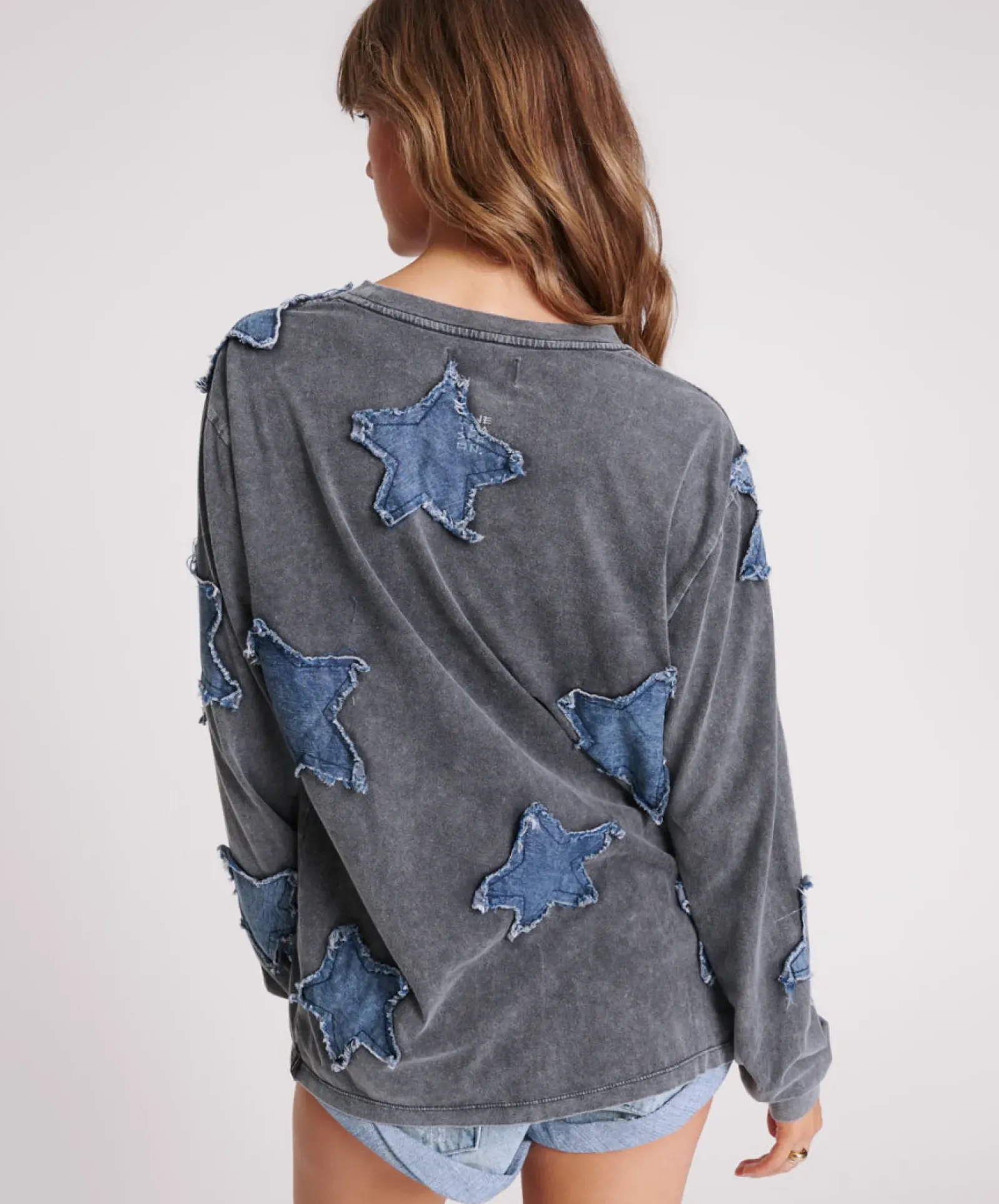 One Teaspoon Denim Star Boyfriend Longsleeve Tee - Black Acid Discount
