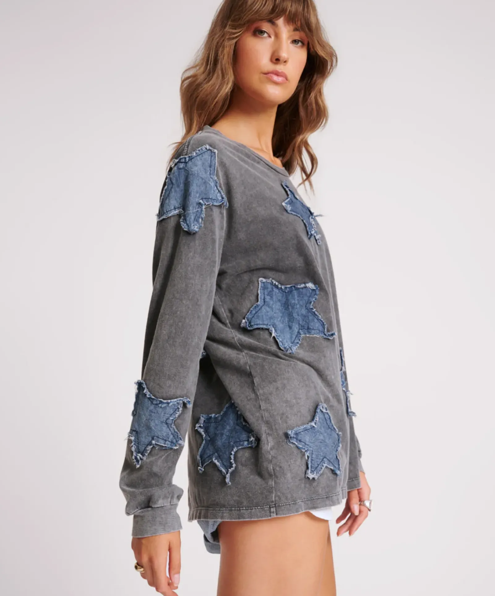 One Teaspoon Denim Star Boyfriend Longsleeve Tee - Black Acid Discount