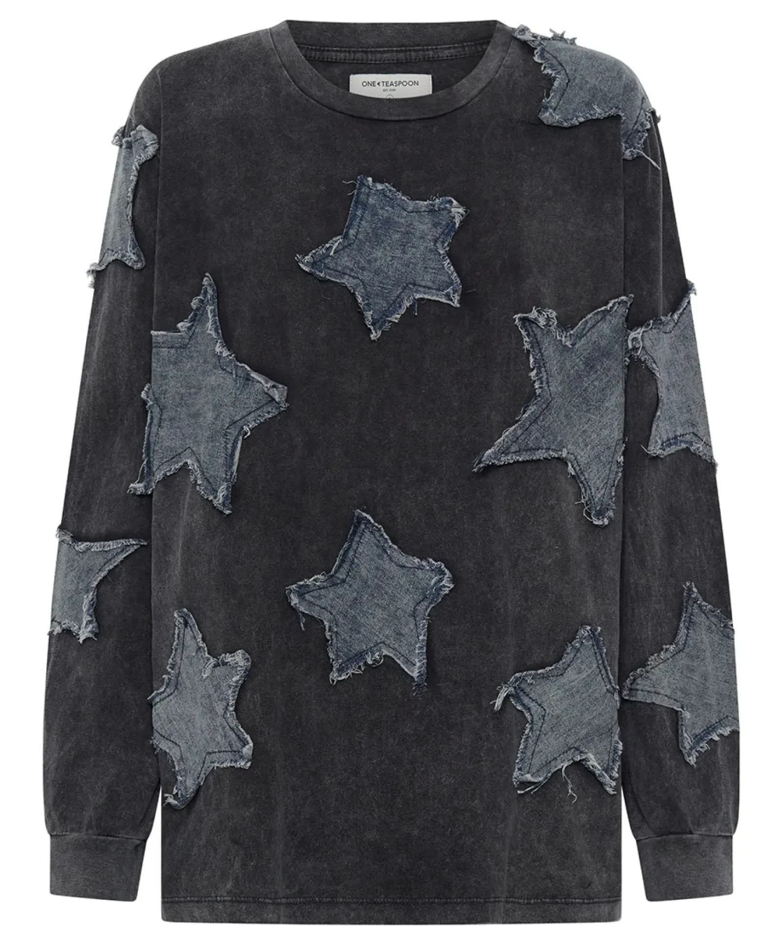 One Teaspoon Denim Star Boyfriend Longsleeve Tee - Black Acid Discount