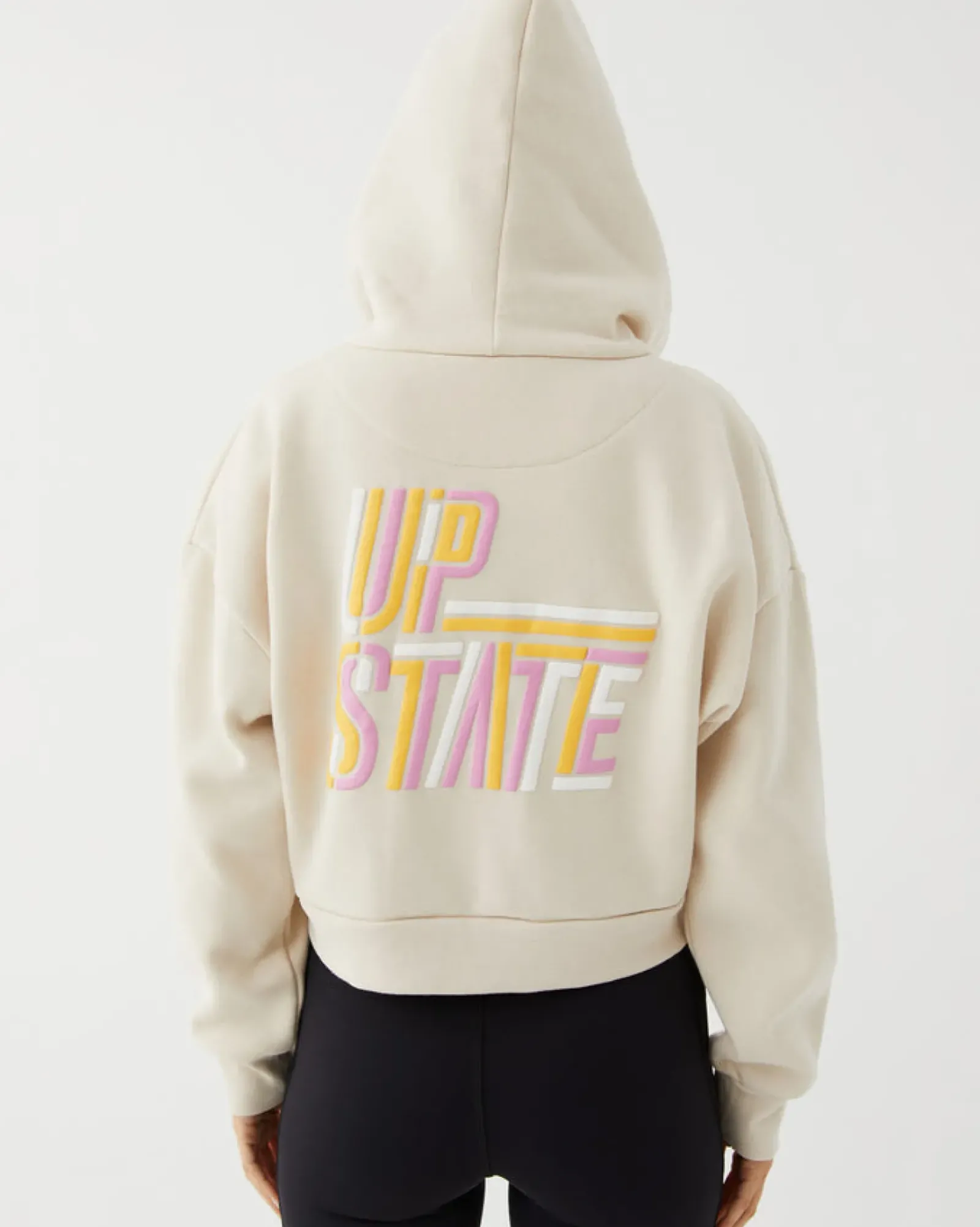 Upstate Zip Through Cropped Hoodie- Chalk Multi Discount