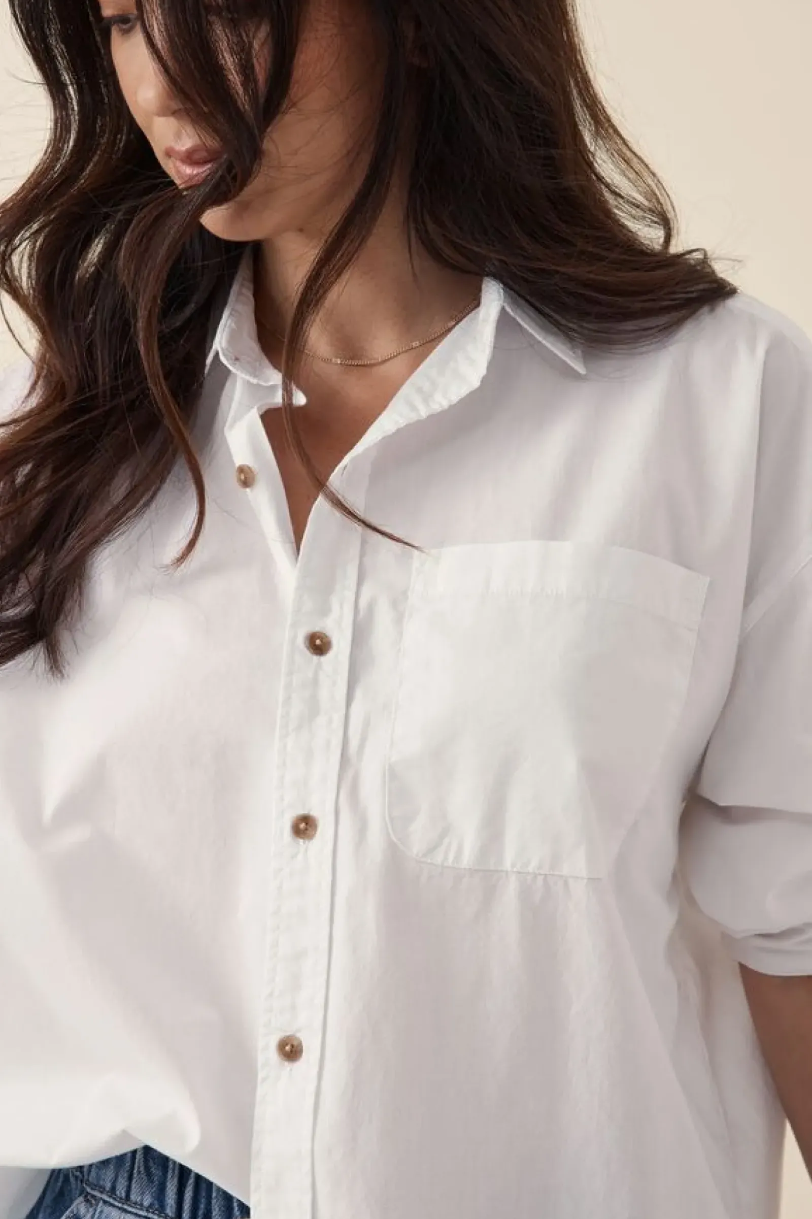 Ceres Life Oversized Poplin Shirt - White Online