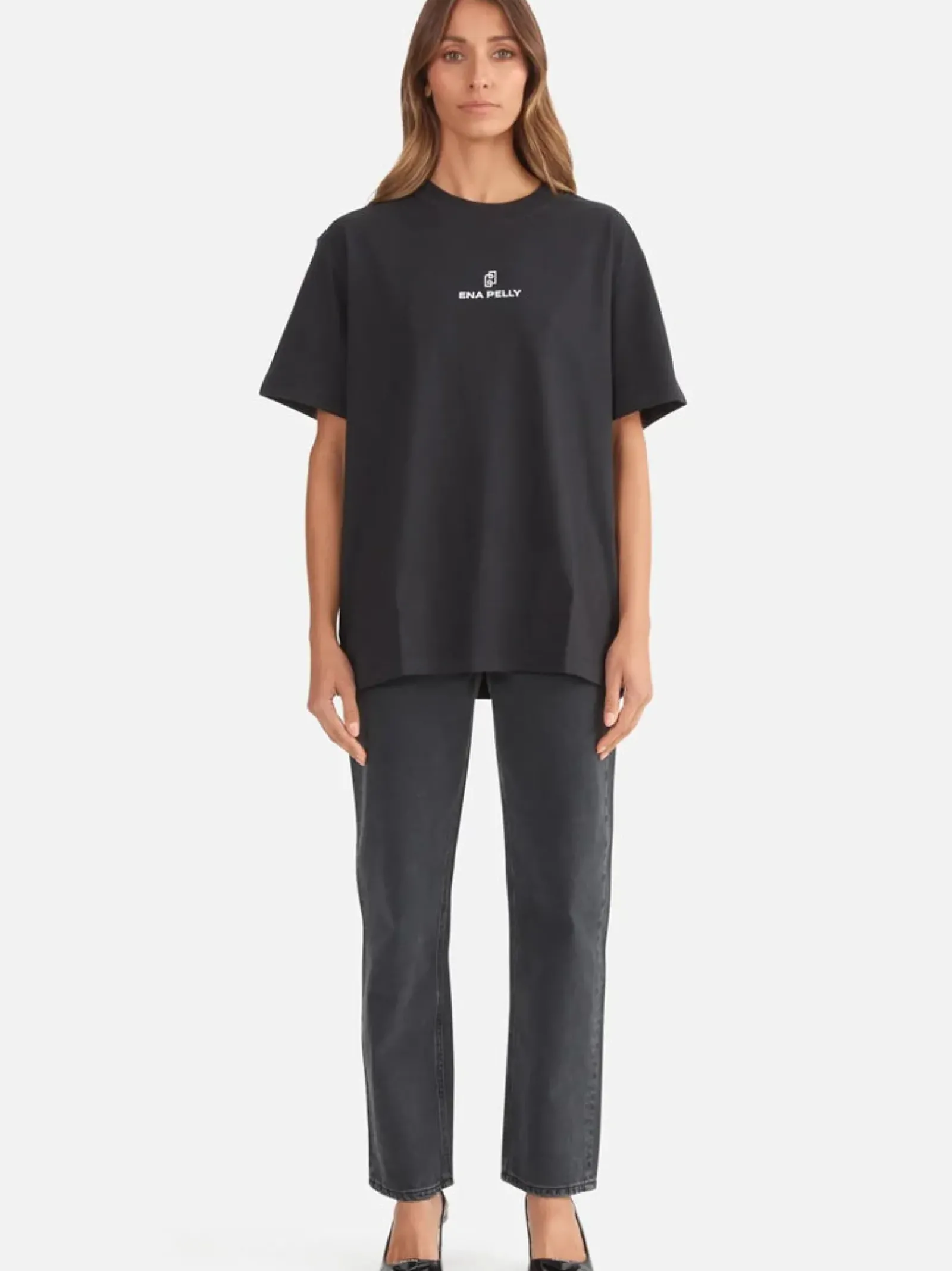 Ena Pelly Lexi Monogram Tee- Black Discount