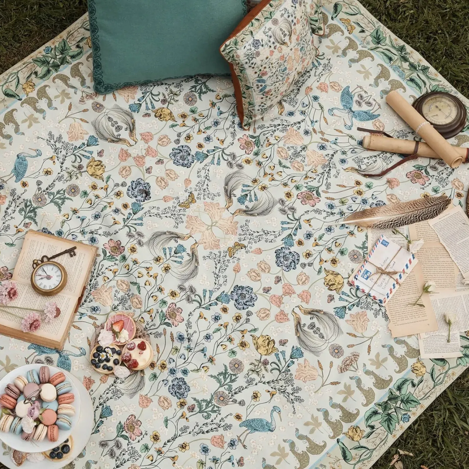 Wandering Folk Picnic Rug - Wonderland Sage Online