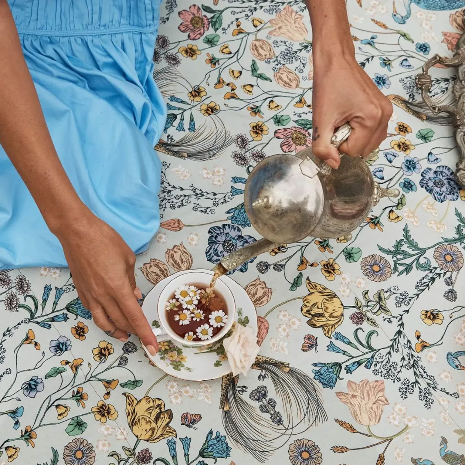 Wandering Folk Picnic Rug - Wonderland Sage Online