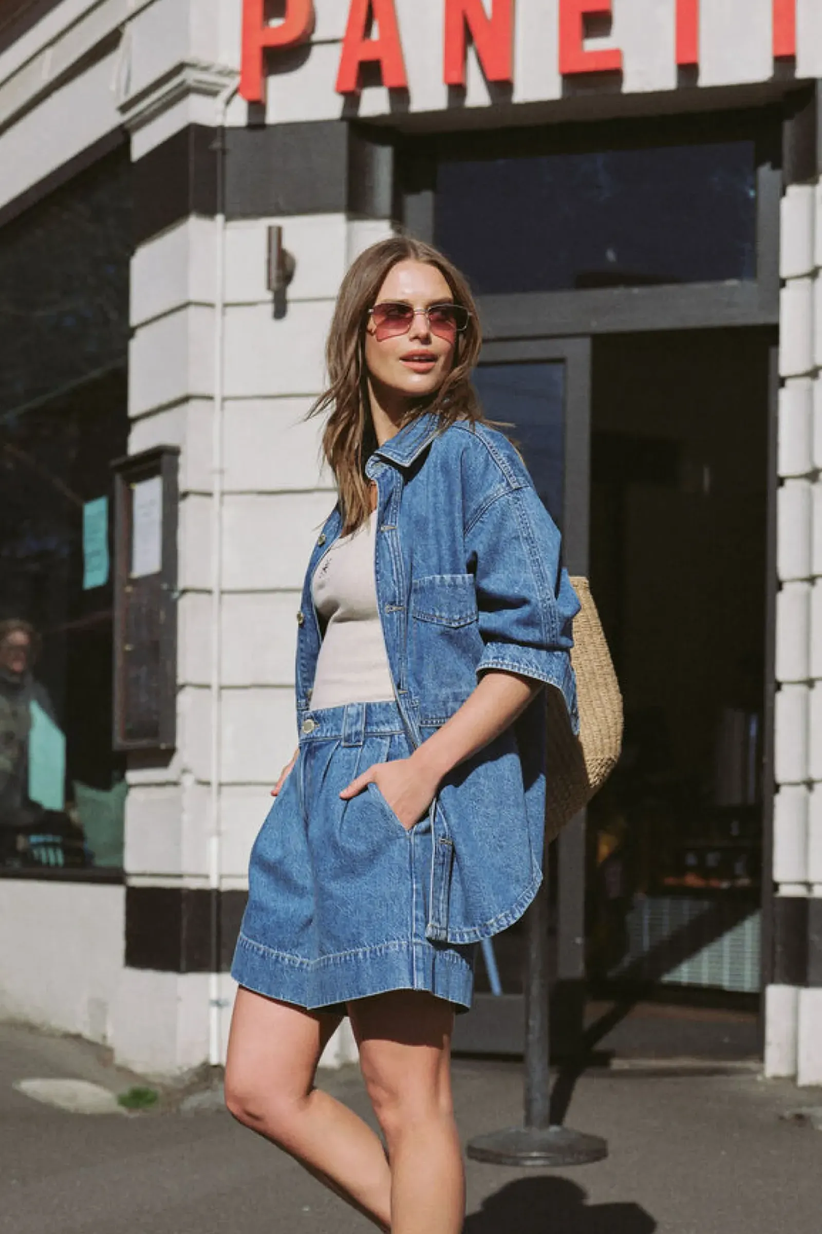 Ceres Life Denim Side Pocket Shacket - Fresh Indigo Outlet