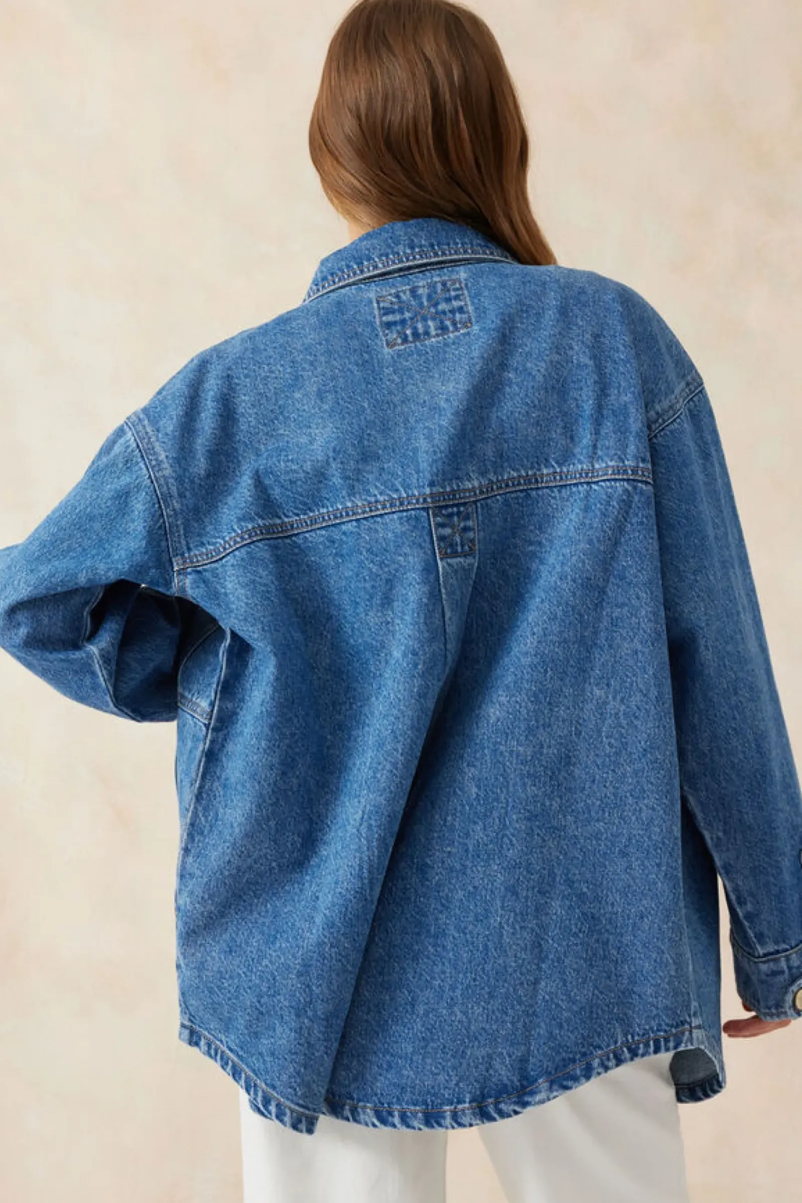 Ceres Life Denim Side Pocket Shacket - Fresh Indigo Outlet