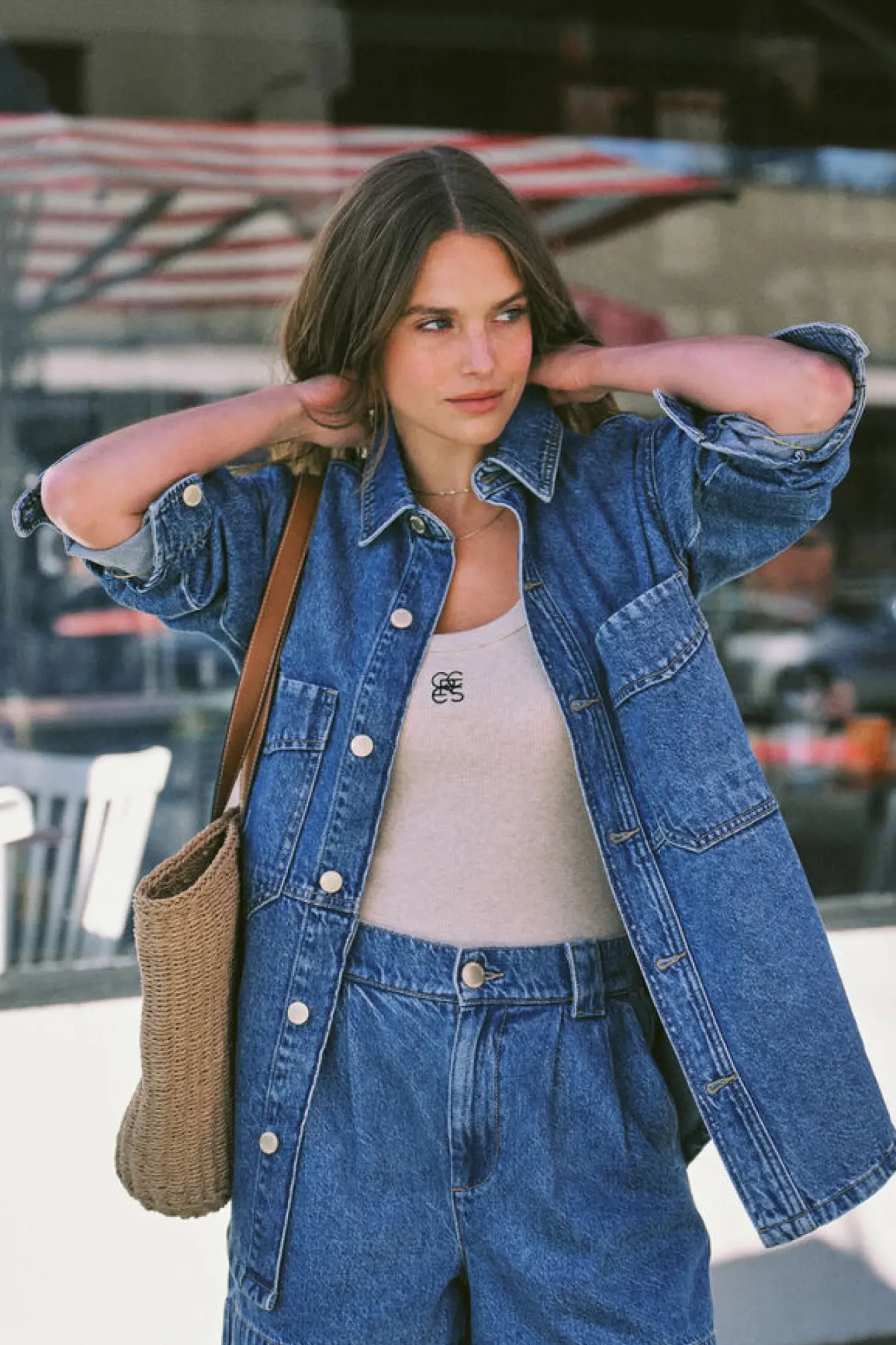 Ceres Life Denim Side Pocket Shacket - Fresh Indigo Outlet