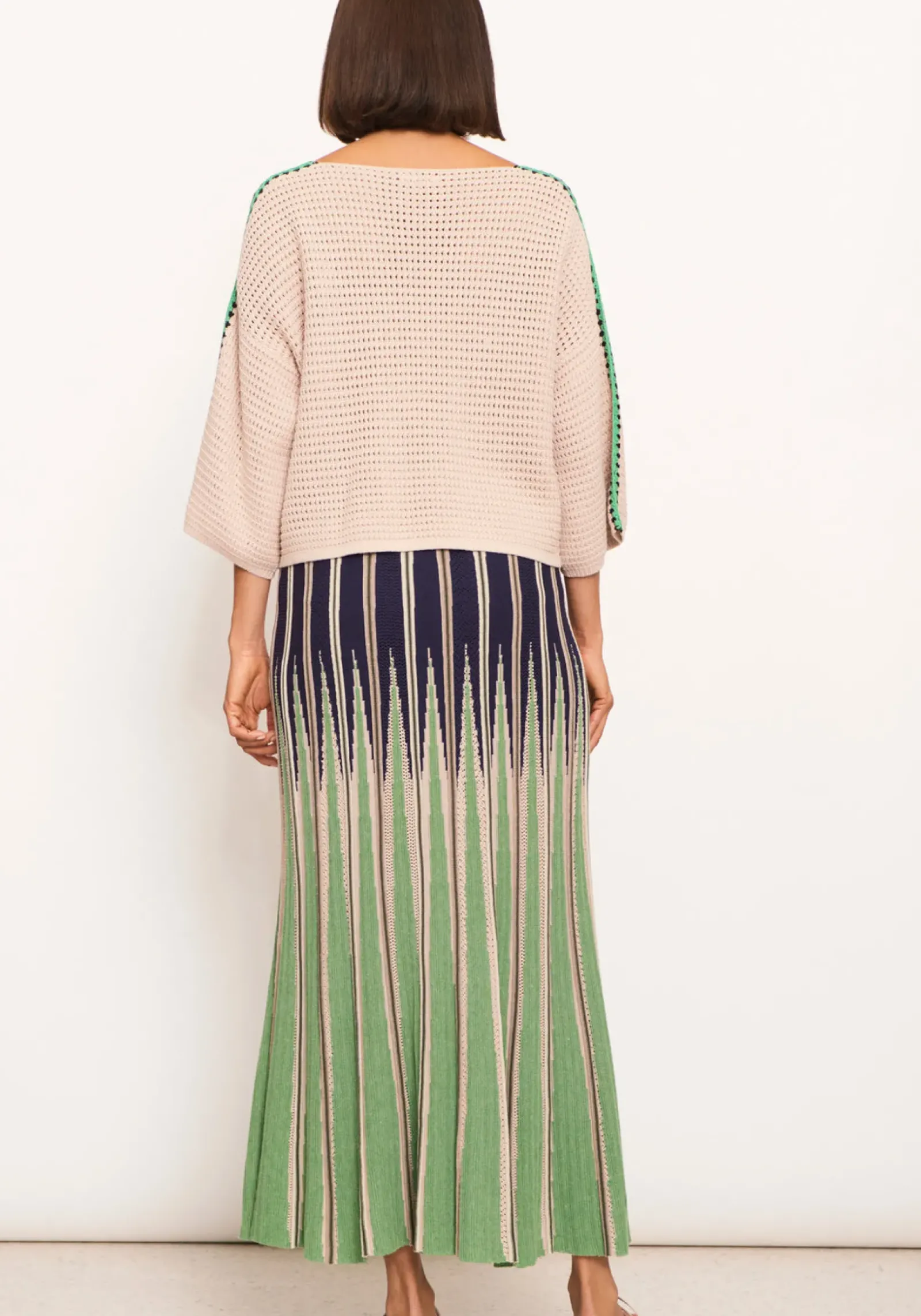 Pol Xander Crochet Tee - Pebble/Ink/Green Fashion