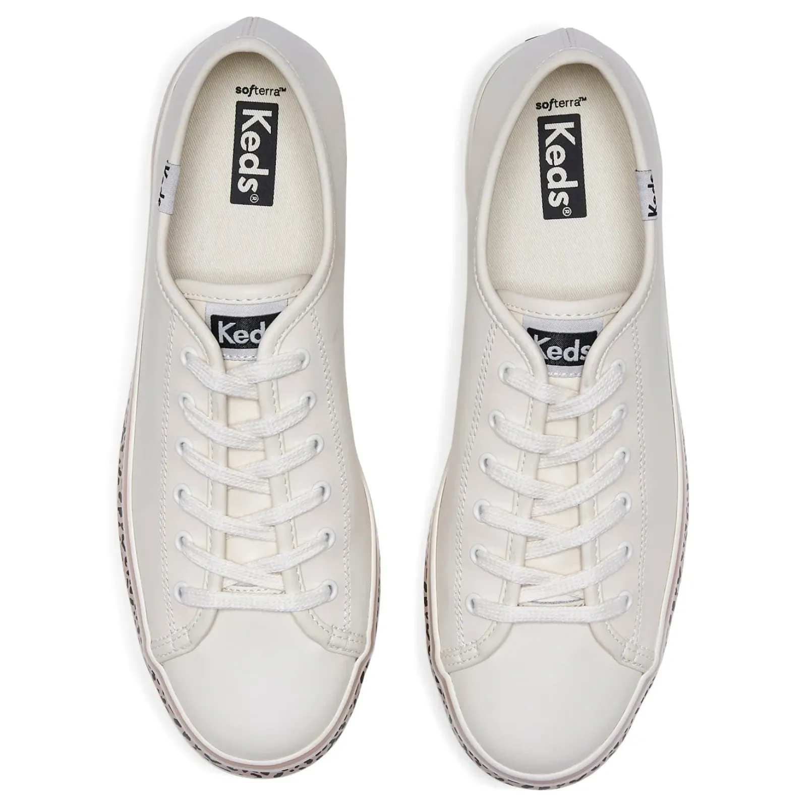 Keds Triple Up Leather Leopard Stripe - White/Tan Hot
