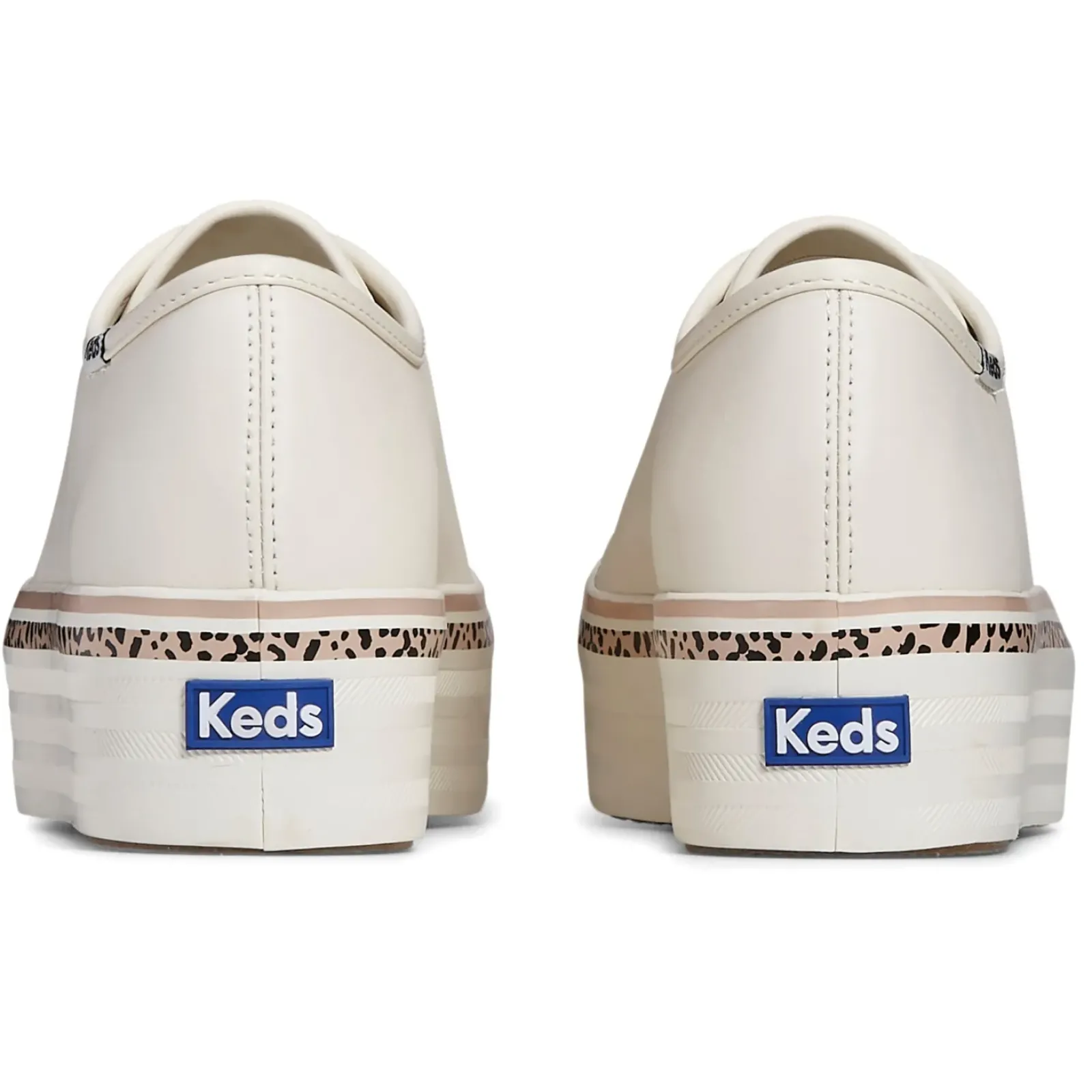 Keds Triple Up Leather Leopard Stripe - White/Tan Hot