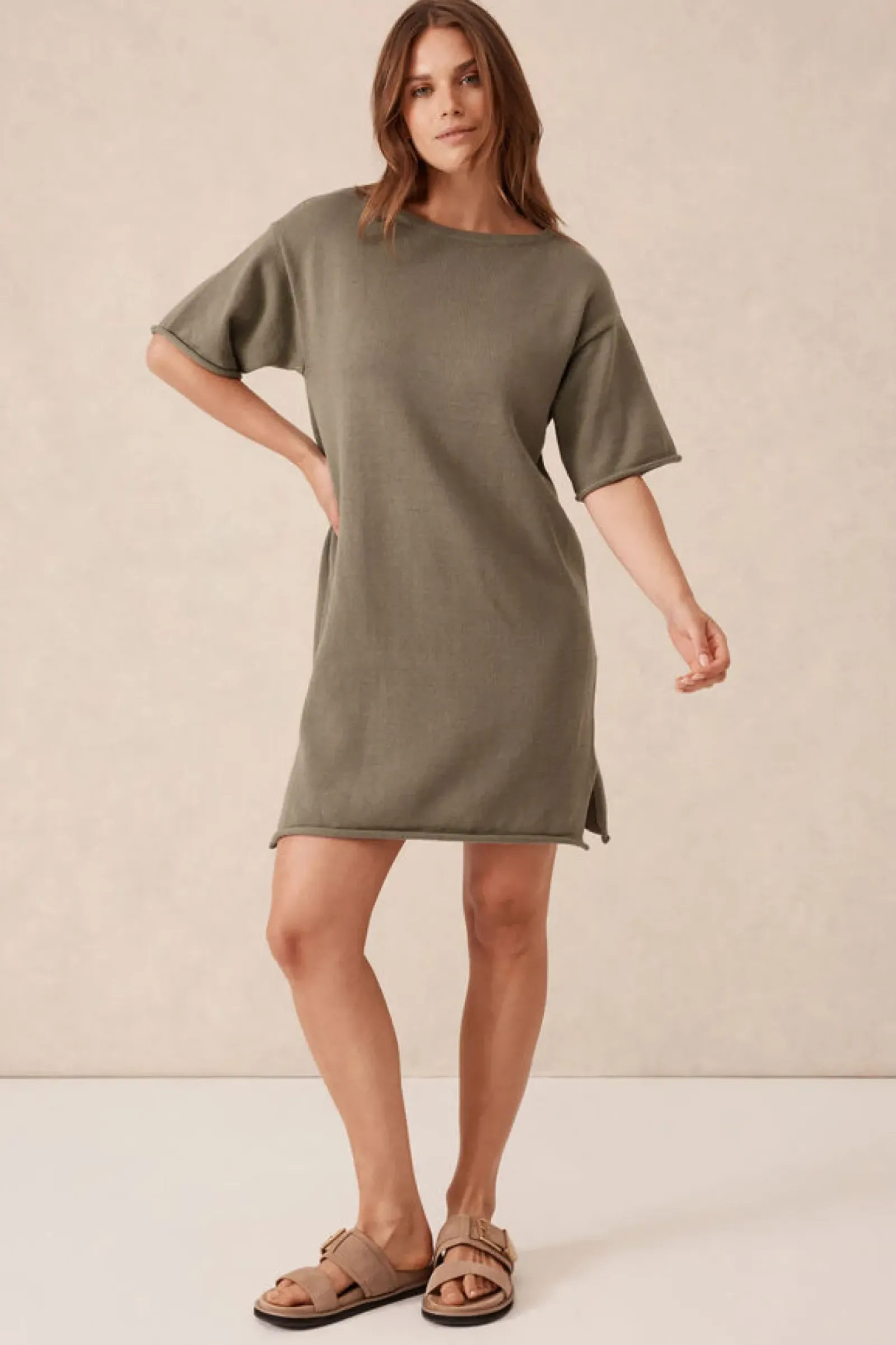 Ceres Life Boxy Knit Dress - Moss Green Discount