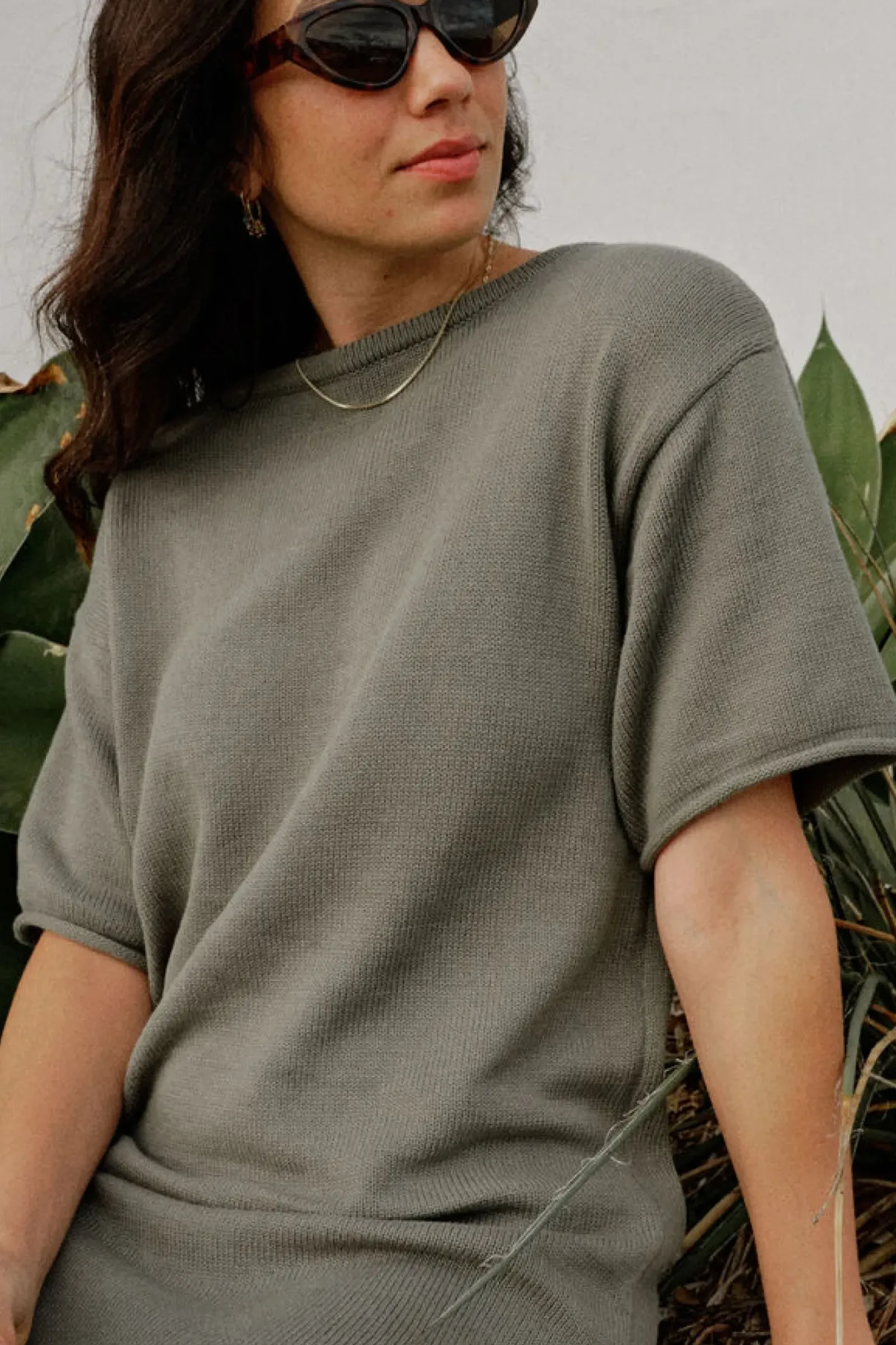 Ceres Life Boxy Knit Dress - Moss Green Discount