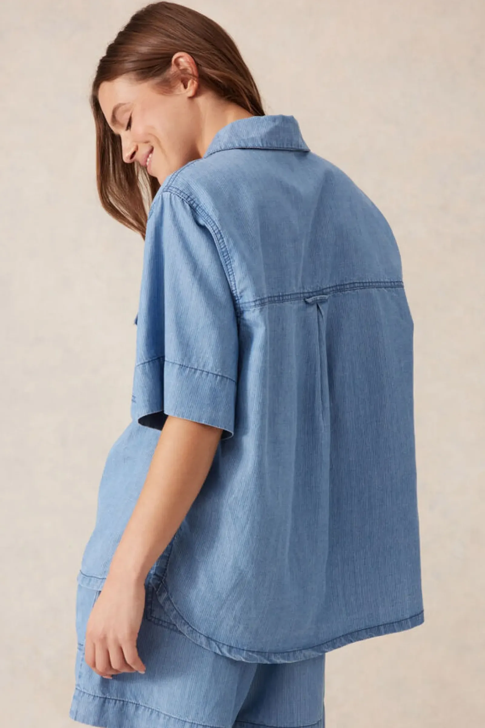 Ceres Life Relaxed Short Sleeve Shirt - Vintage Blue Pinstripe Hot