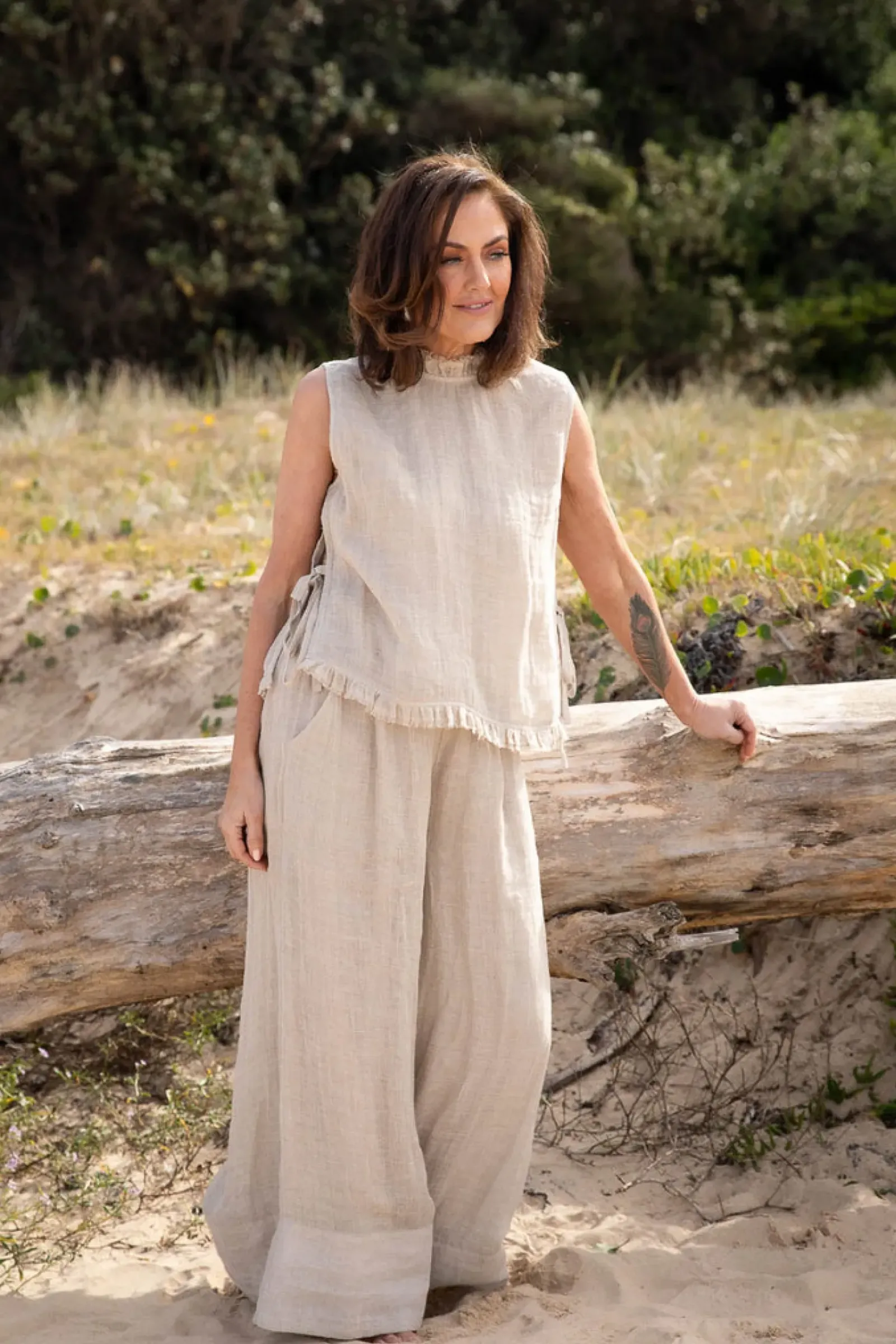 Eadie Lifestyle Eadie Arana Linen Pant - Natural Clearance