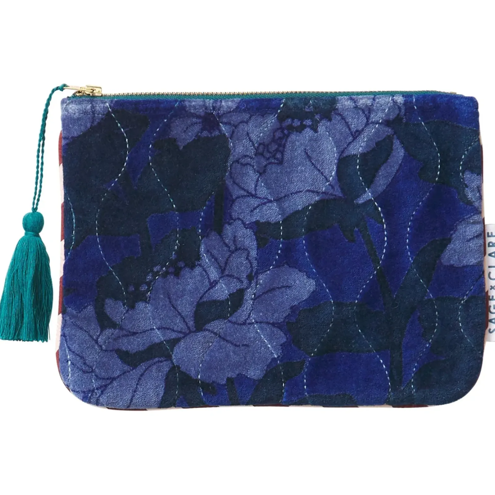 Sage & Clare Sage & Clare Bernanda Velvet Pouch - Lapis Fashion