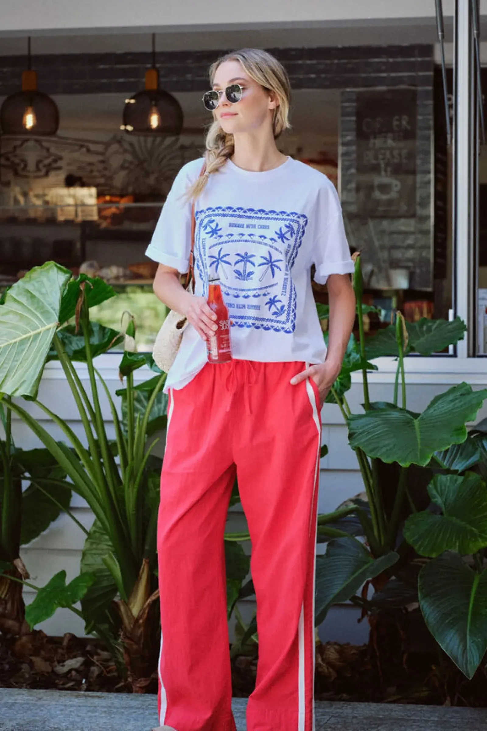 Ceres Life Relaxed Drawstring Pant - Heritage Red Best