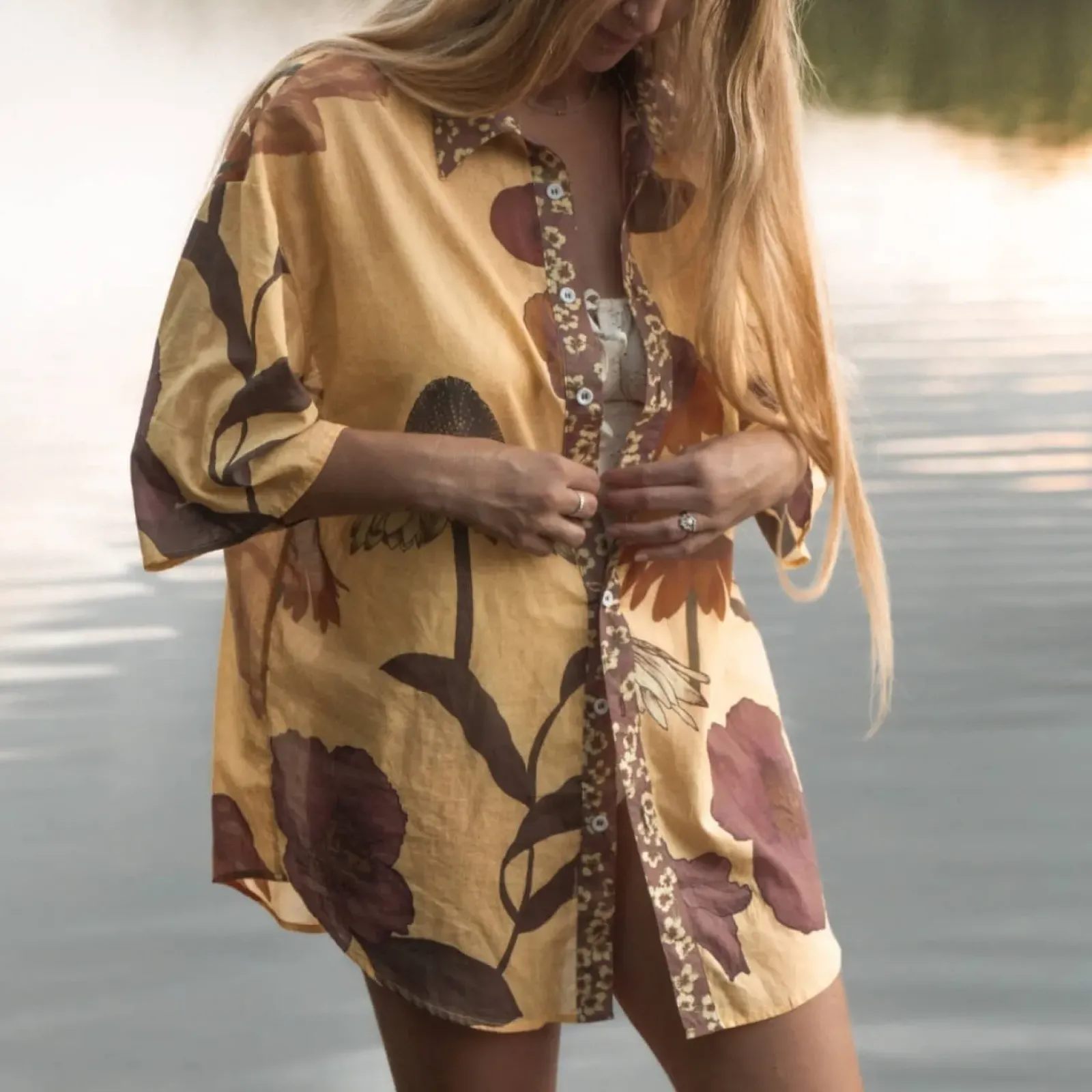 Wandering Folk Glades Over Swim Shirt - Chamomile Sale