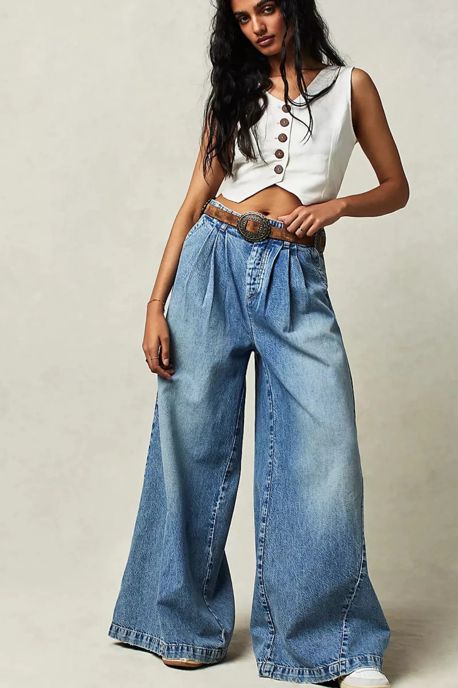 Free People Equinox Denim Trouser - Open Sky Hot