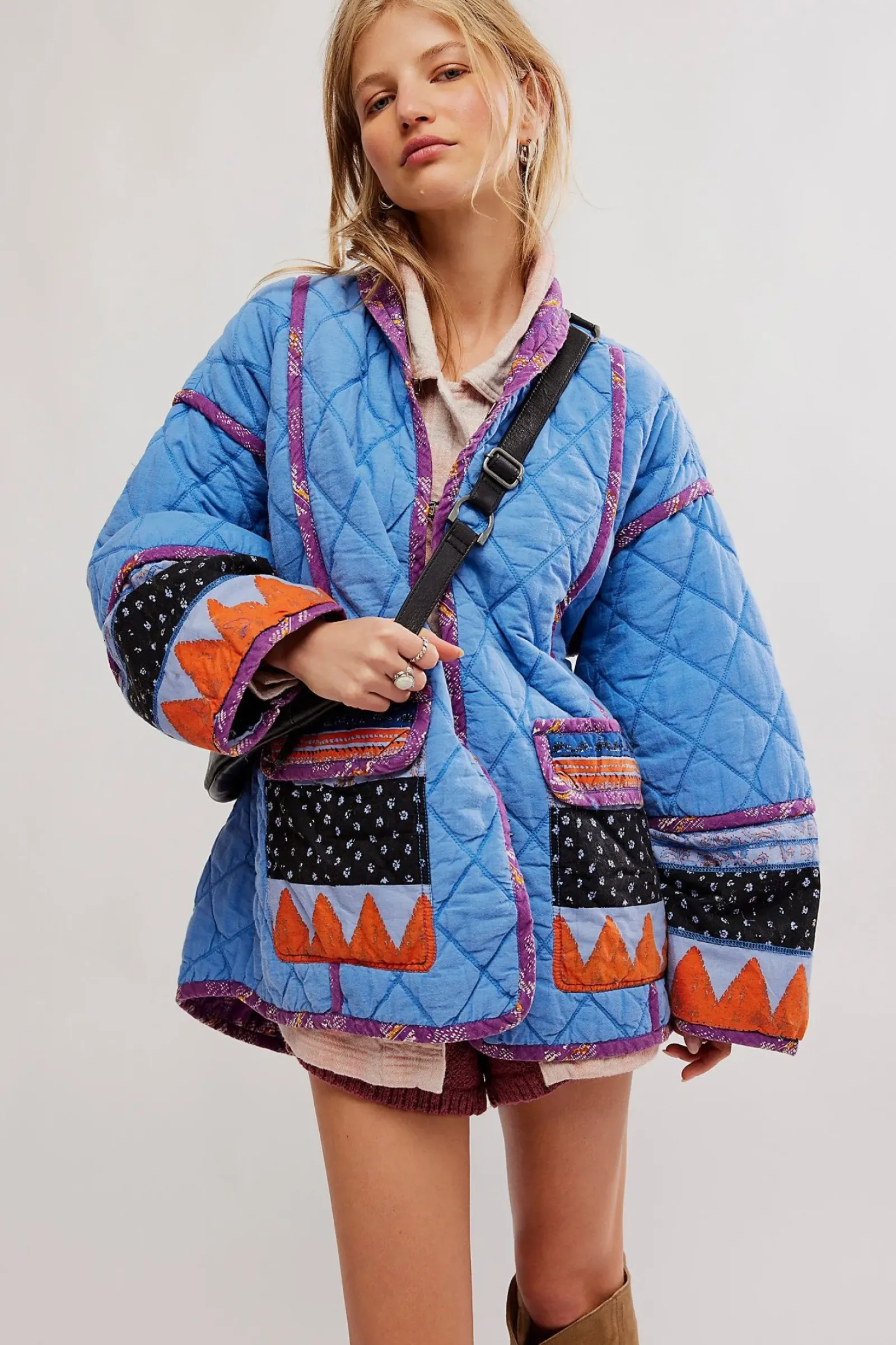 Free People Winnie Jacket - Blue Combo Clearance